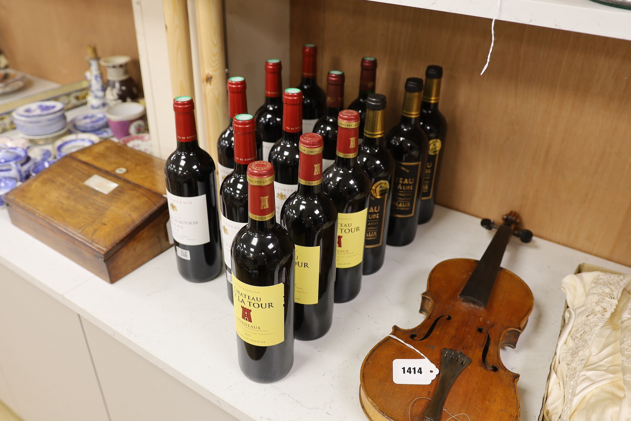 Eight bottles of 2016 Château D’Auvion Médoc, together with three bottles of Chateau Pey La Toue Bordeaux, and three bottles of Château Florie-Aude Bordeaux (14)